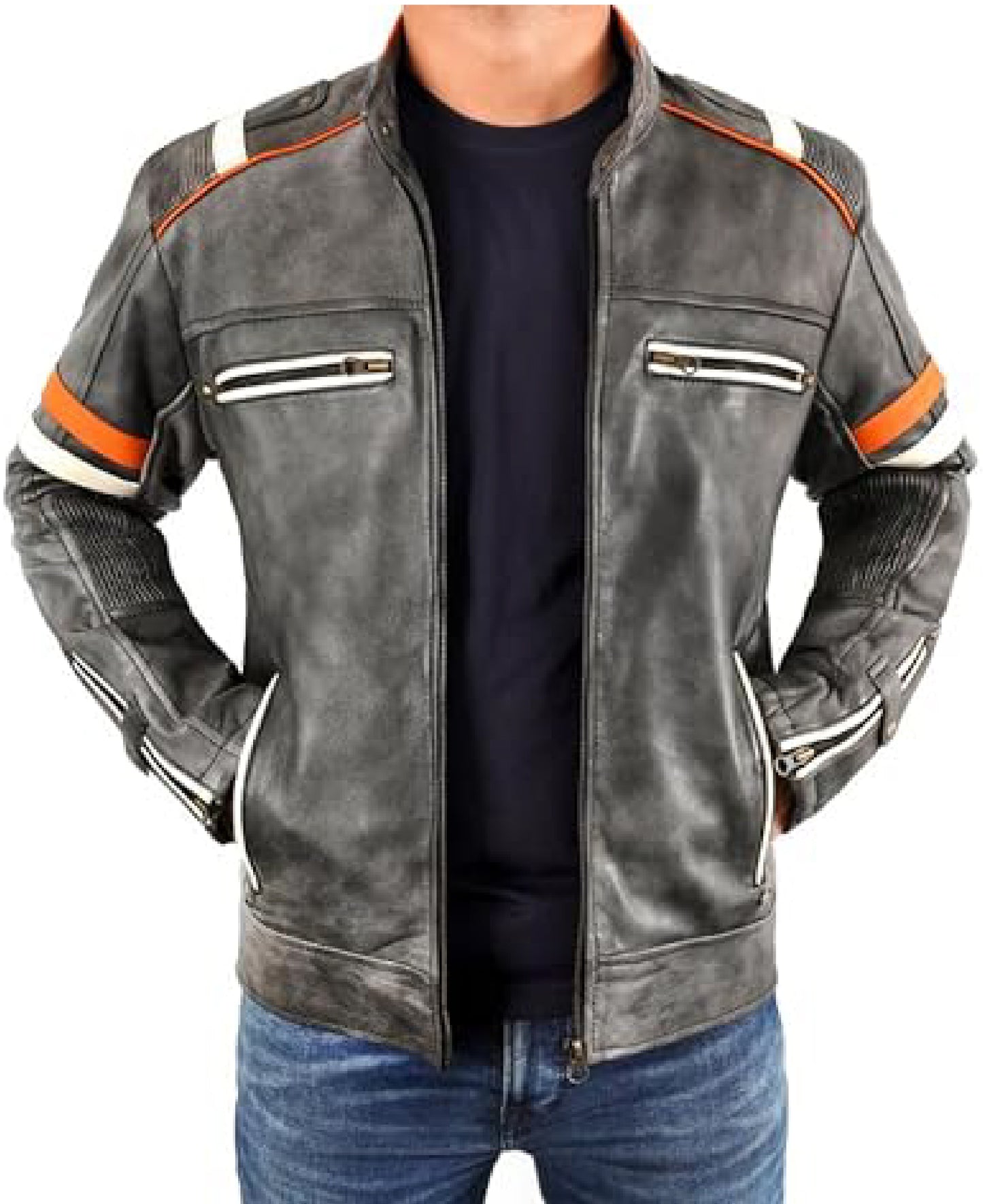 Harley Black Distressed Leather Biker Jacket for Men | Premium Motorcycle Style