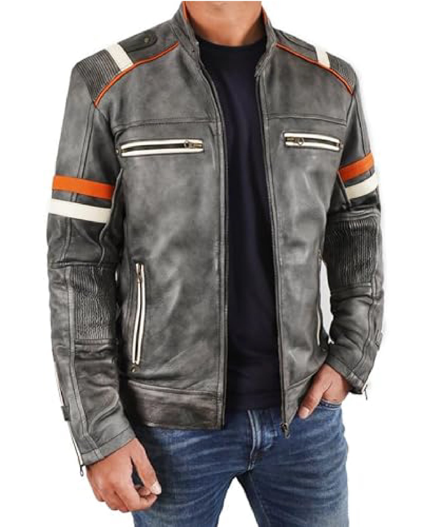 Harley Black Distressed Leather Biker Jacket for Men | Premium Motorcycle Style