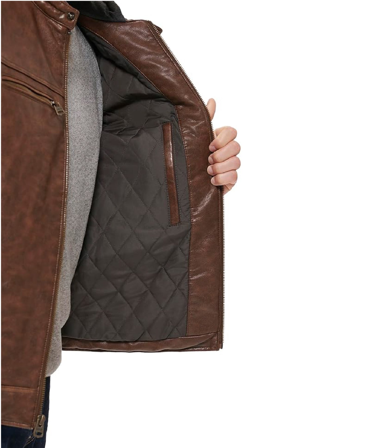 Men’s Dylan Faux Leather Racer Jacket | Classic Sleek Style