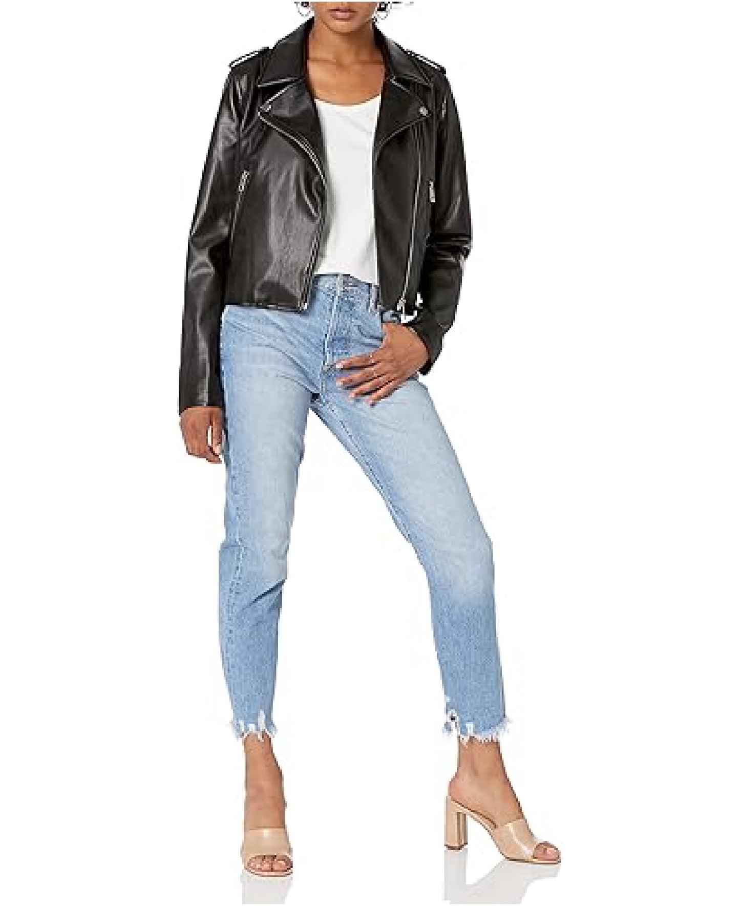 Women’s Heather Faux Leather Moto Jacket | Classic Moto Style