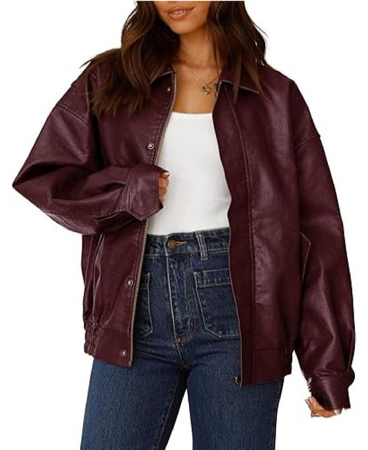 Women’s Faux Leather Motorcycle Jacket | Classic Moto Style